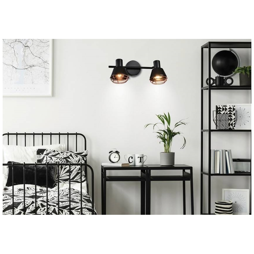 Foco de pared NERIA 2xE14/40W/230V negro/cobre