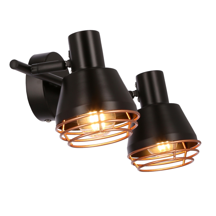 Foco de pared NERIA 2xE14/40W/230V negro/cobre