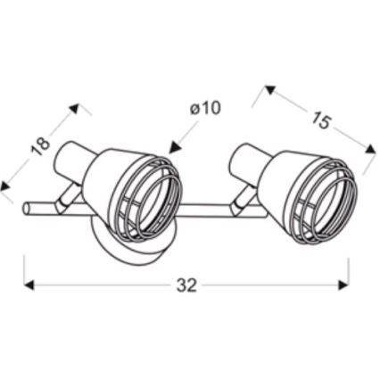 Foco de pared NERIA 2xE14/40W/230V negro/cobre