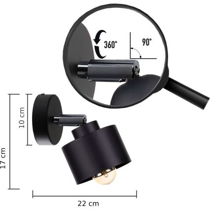 Foco de pared SIMPLY BLACK 1xE27/60W/230V