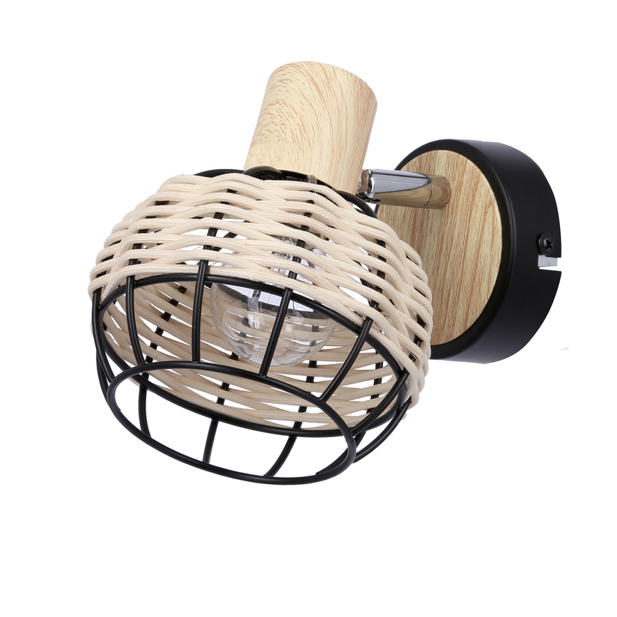 Foco de pared TAJGA 1xE14/40W/230V ratán/negro