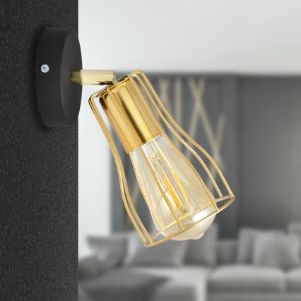 Foco de pared TUBE 1xE27/15W/230V dorado/negro
