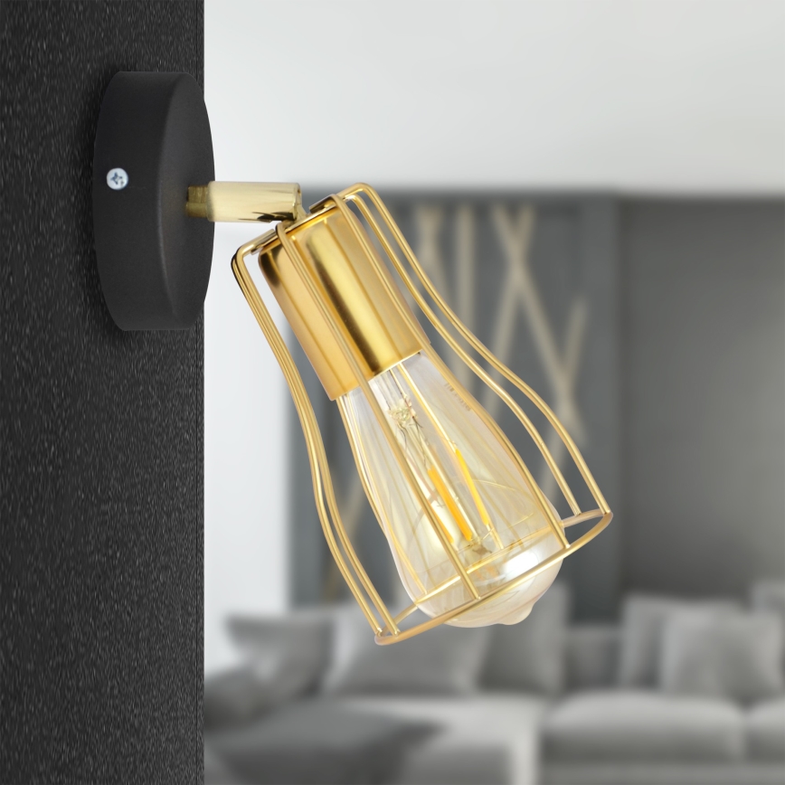 Foco de pared TUBE 1xE27/15W/230V dorado/negro