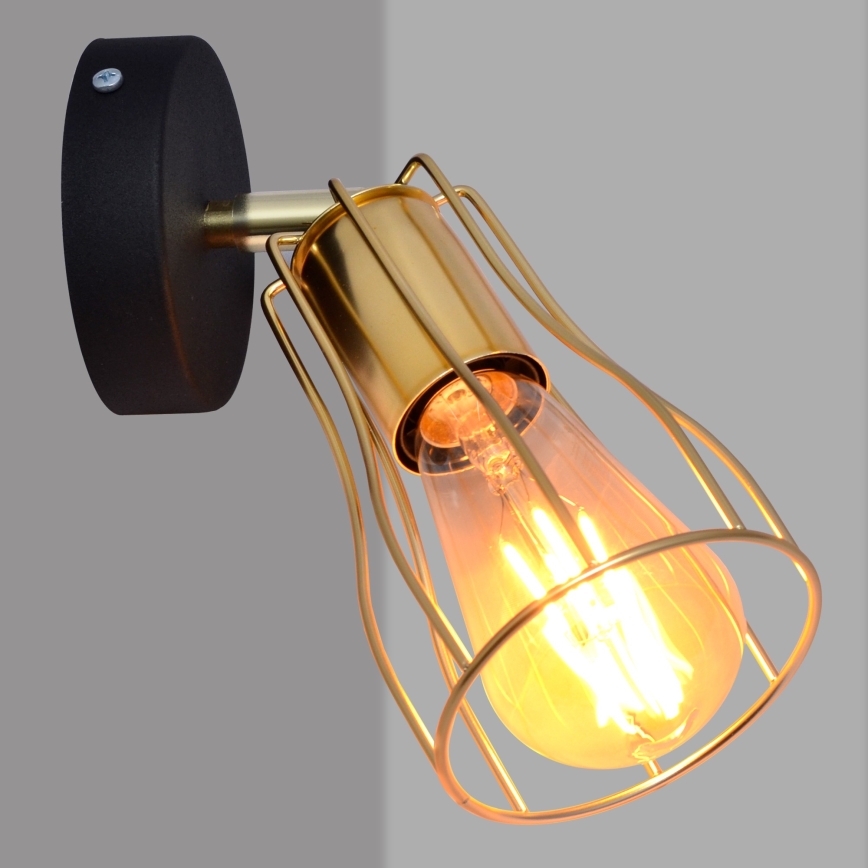 Foco de pared TUBE 1xE27/15W/230V dorado/negro