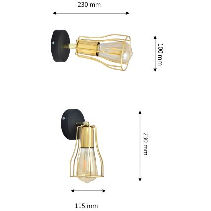 Foco de pared TUBE 1xE27/15W/230V dorado/negro