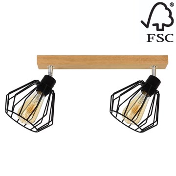 Foco de techo VENTI 2xE27/15W/230V roble - certificado FSC