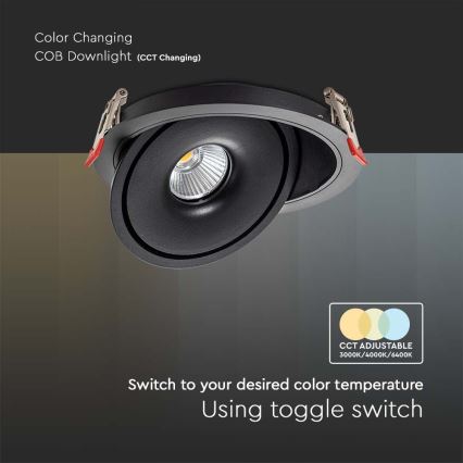Foco empotrable LED LED/12W/230V 3000/4000/6400K d. 12 cm negro