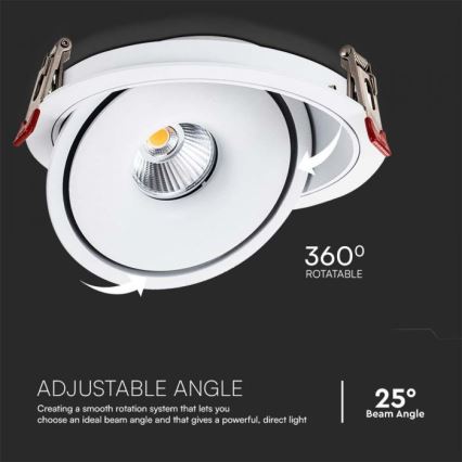 Foco empotrable LED LED/20W/230V 3000/4000/6400K d. 16,5 cm blanco