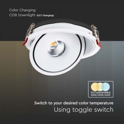 Foco empotrable LED LED/20W/230V 3000/4000/6400K d. 16,5 cm blanco