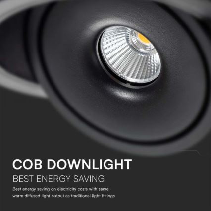 Foco empotrable LED LED/20W/230V 3000/4000/6400K d. 16,5 cm negro