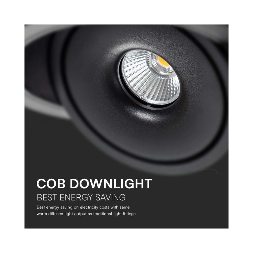 Foco empotrable LED LED/20W/230V 3000/4000/6400K d. 16,5 cm negro