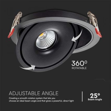 Foco empotrable LED LED/20W/230V 3000/4000/6400K d. 16,5 cm negro