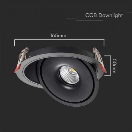 Foco empotrable LED LED/20W/230V 3000/4000/6400K d. 16,5 cm negro