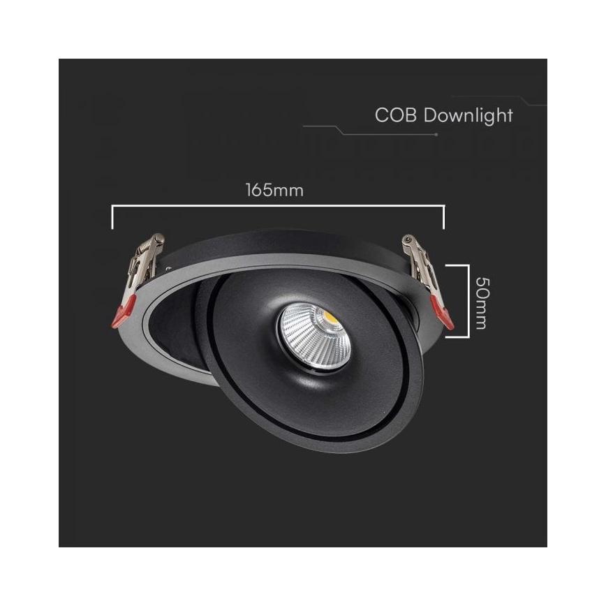 Foco empotrable LED LED/20W/230V 3000/4000/6400K d. 16,5 cm negro