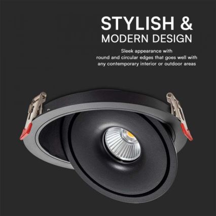 Foco empotrable LED LED/28W/230V 3000/4000/6400K d. 20 cm negro