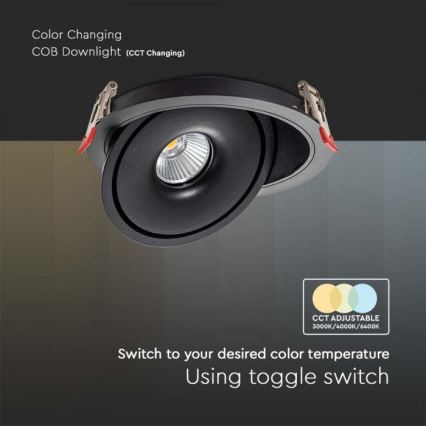 Foco empotrable LED LED/28W/230V 3000/4000/6400K d. 20 cm negro