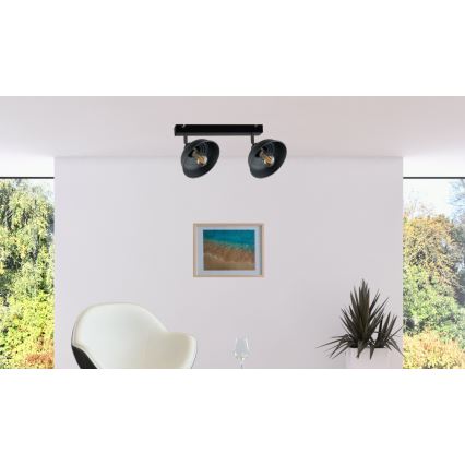 Foco FAUN 2xE27/60W/230V negro