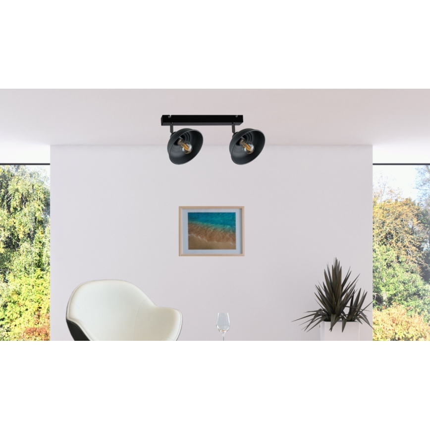 Foco FAUN 2xE27/60W/230V negro