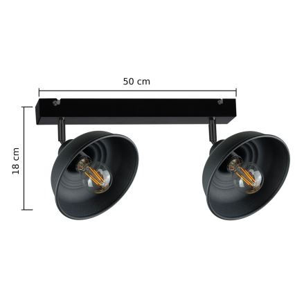 Foco FAUN 2xE27/60W/230V negro