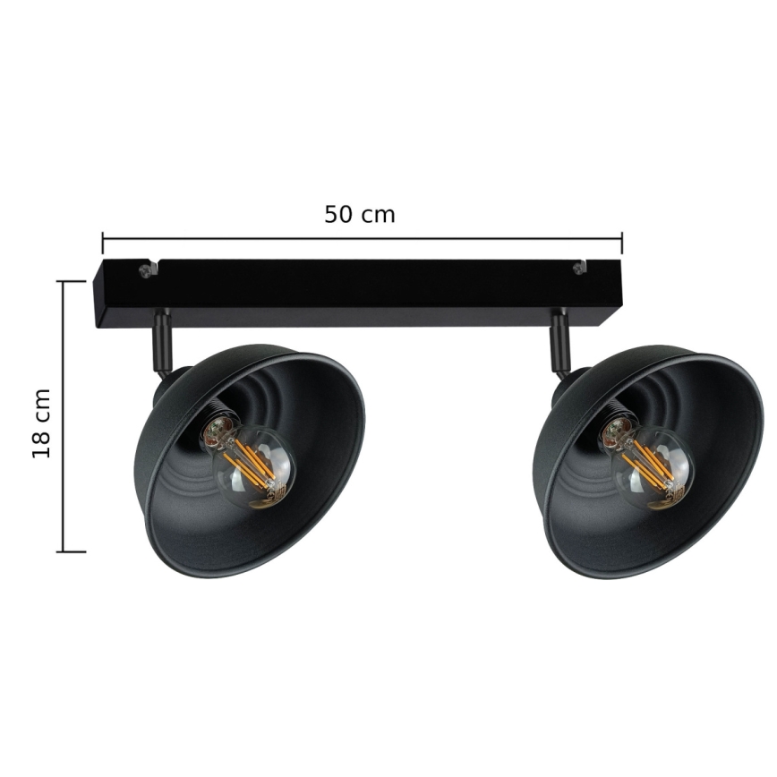 Foco FAUN 2xE27/60W/230V negro