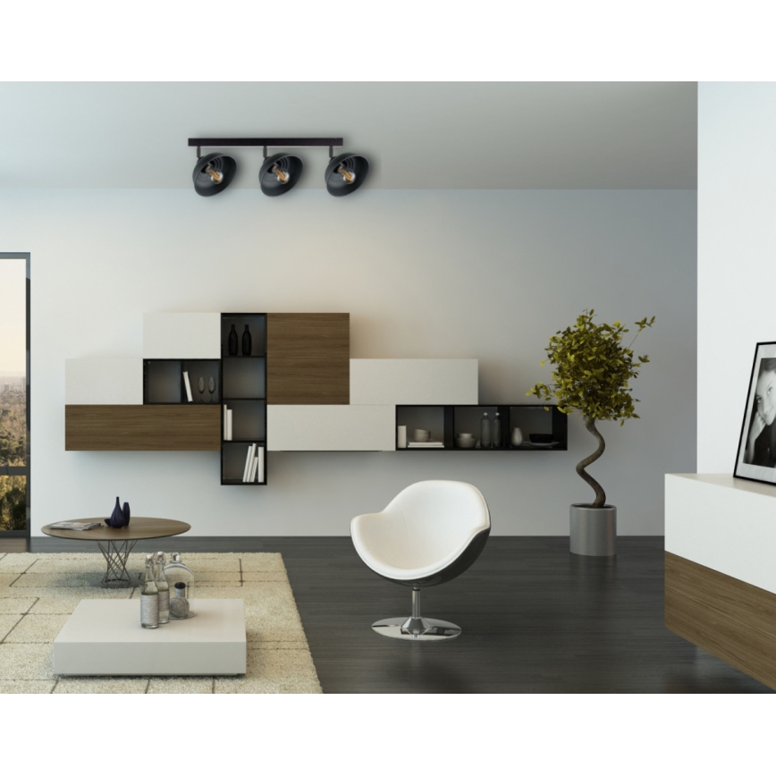Foco FAUN 3xE27/60W/230V negro