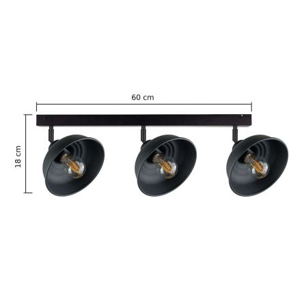 Foco FAUN 3xE27/60W/230V negro