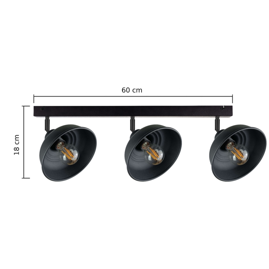 Foco FAUN 3xE27/60W/230V negro