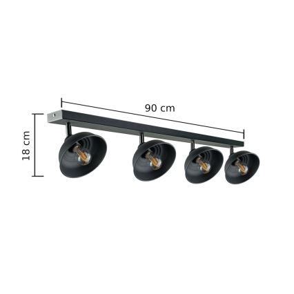 Foco FAUN 4xE27/60W/230V negro
