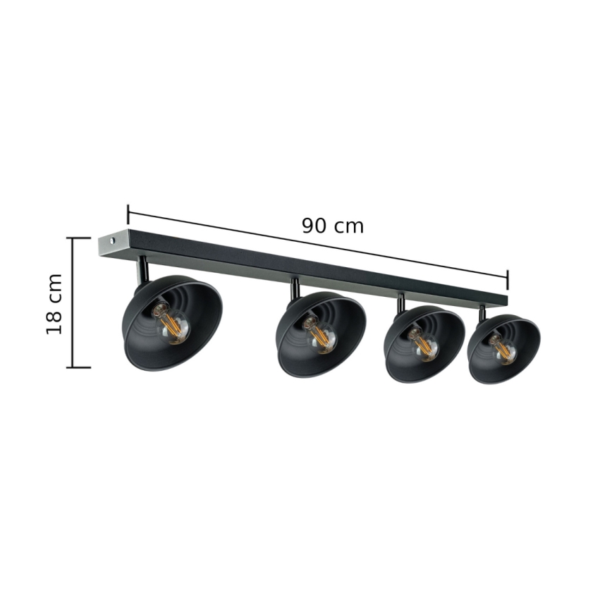 Foco FAUN 4xE27/60W/230V negro
