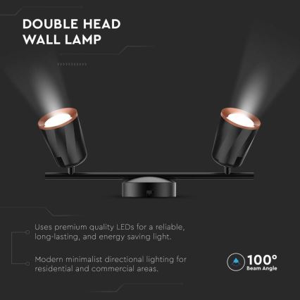 Foco LED 2xLED/5W/230V 4000K negro