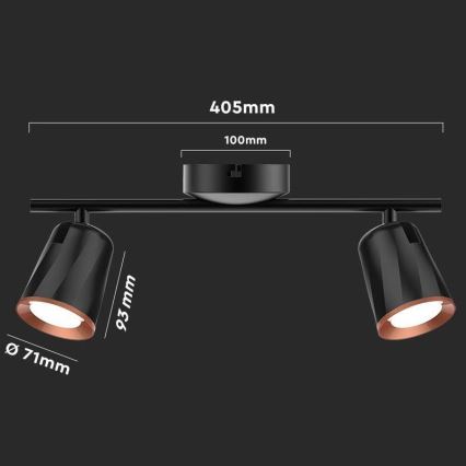 Foco LED 2xLED/5W/230V 4000K negro