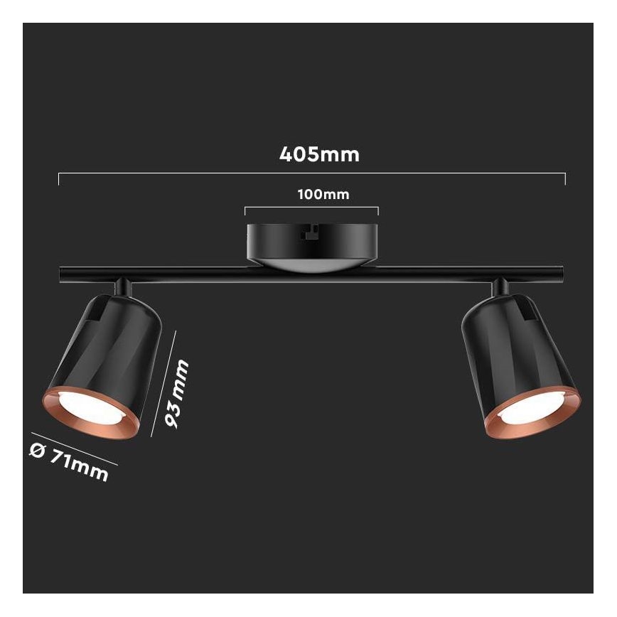 Foco LED 2xLED/5W/230V 4000K negro