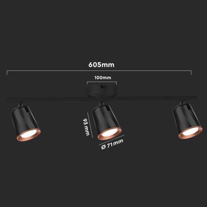 Foco LED 3xLED/5W/230V 3000K negro