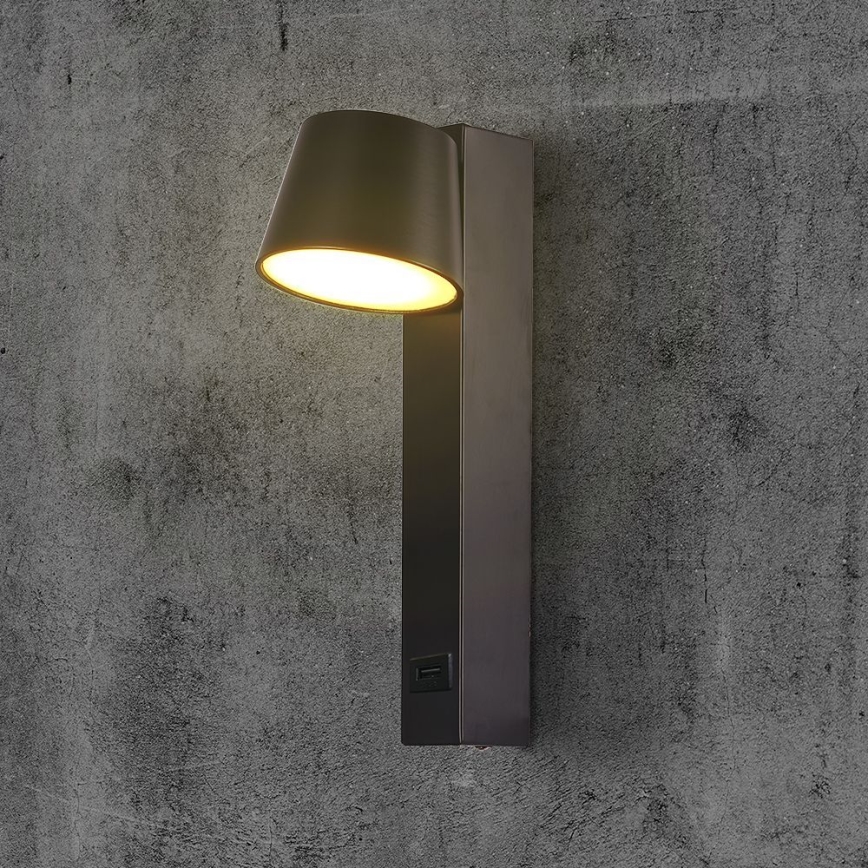 Foco LED de pared con puerto USB LED/8W/230V 3000K