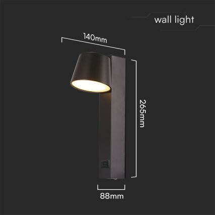 Foco LED de pared con puerto USB LED/8W/230V 3000K