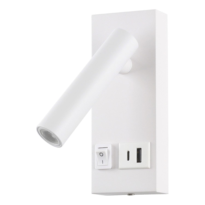 Foco LED de pared con USB LED/2W/230V blanco