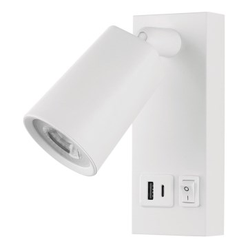 Foco LED de pared con USB LED/5W/230V blanco