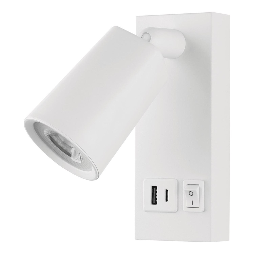 Foco LED de pared con USB LED/5W/230V blanco