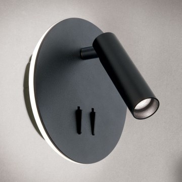 Foco LED de pared LENNY LED/6W/230V + LED/3W negro
