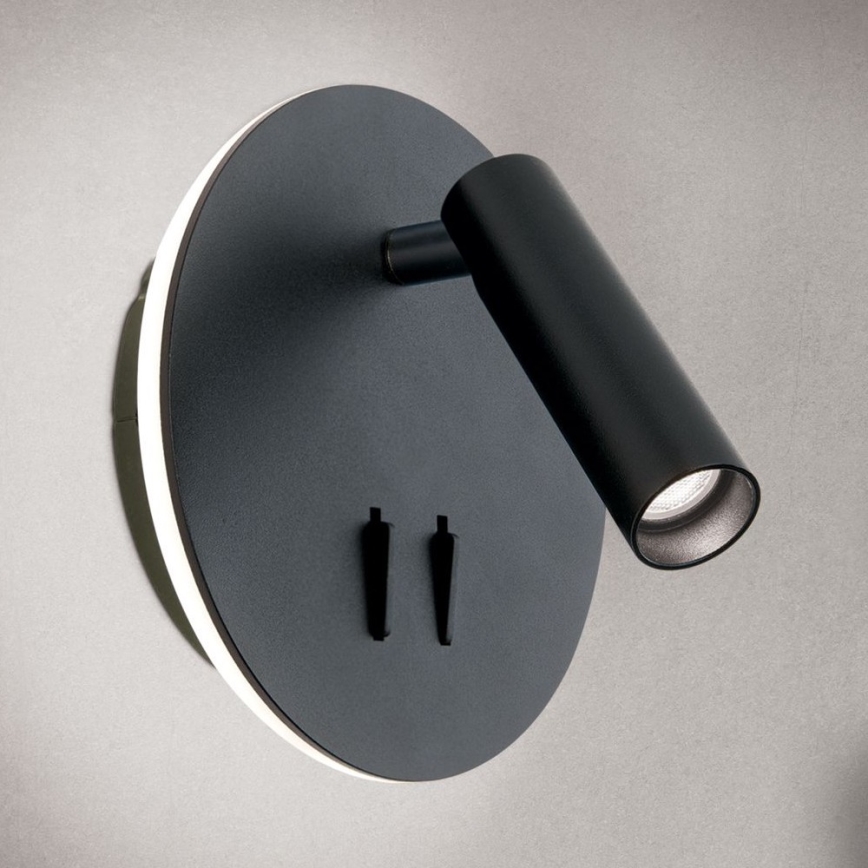 Foco LED de pared LENNY LED/6W/230V + LED/3W negro