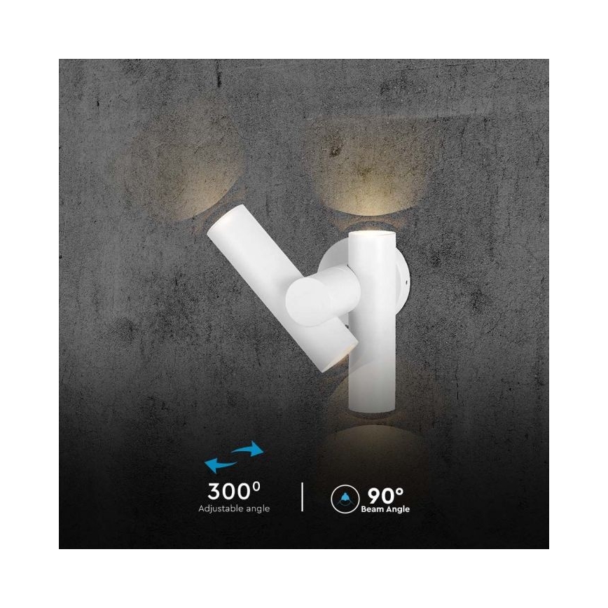 Foco LED flexible de pared para exteriores 2xLED/3W/230V 4000K IP44 blanco