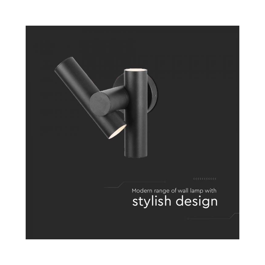Foco LED flexible de pared para exteriores 2xLED/3W/230V 4000K IP44 negro
