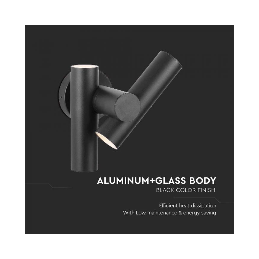 Foco LED flexible de pared para exteriores 2xLED/3W/230V 4000K IP44 negro