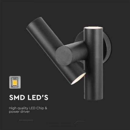 Foco LED flexible de pared para exteriores 2xLED/3W/230V 4000K IP44 negro