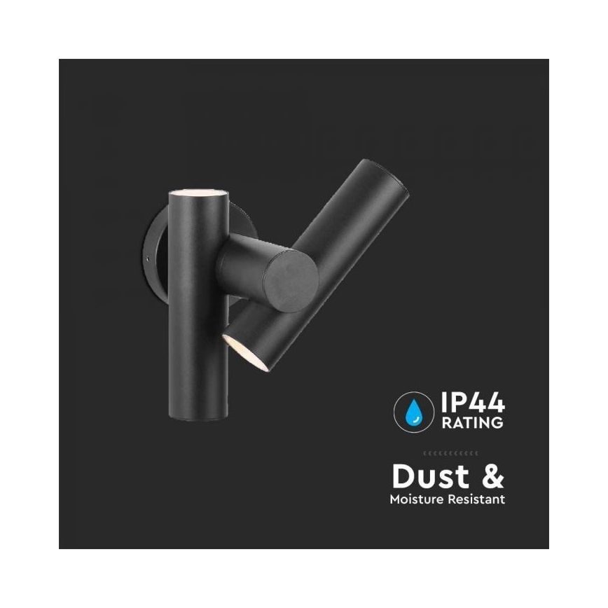 Foco LED flexible de pared para exteriores 2xLED/3W/230V 4000K IP44 negro