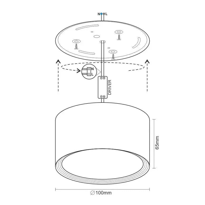 Foco LED LED/12W/230V 4000K diá. 10 cm negro