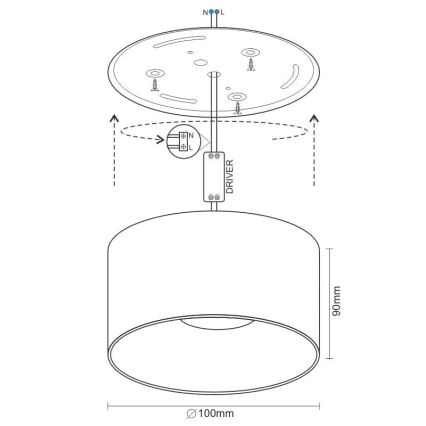 Foco LED LED/16W/230V 4000K diá. 10 cm negro