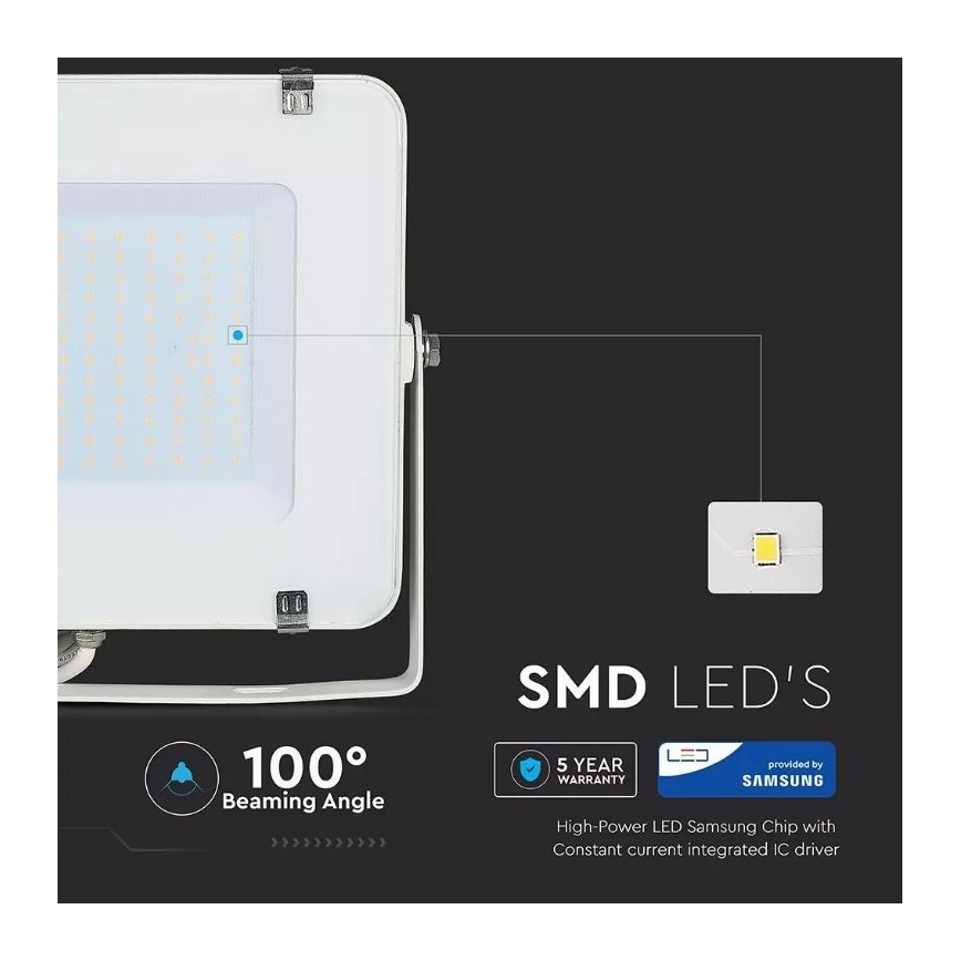 Foco LED SAMSUNG CHIP LED/150W/230V 3000K IP65 blanco