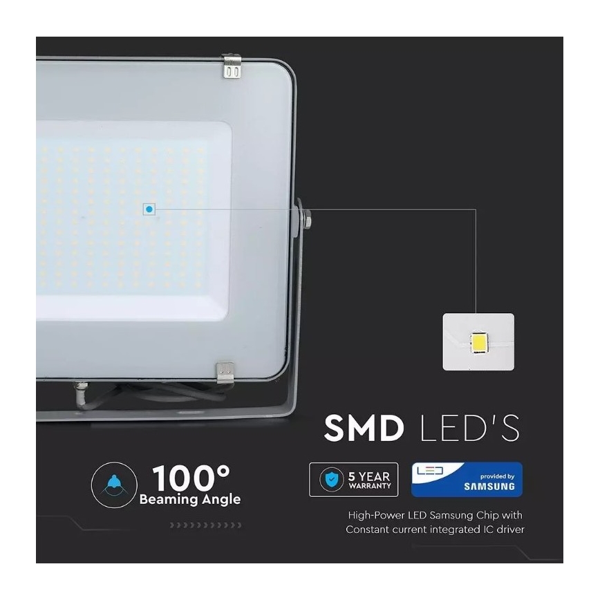 Foco LED SAMSUNG CHIP LED/300W/230V 6400K IP65 gris