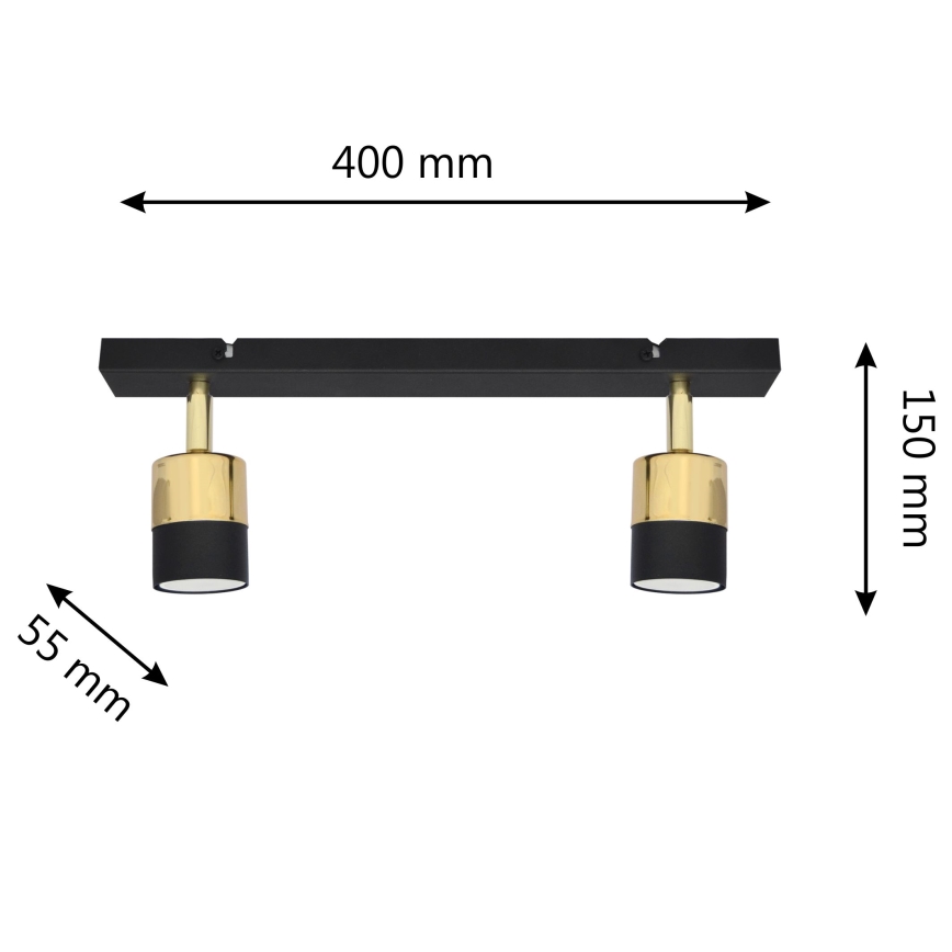 Foco LED TUBSSON 2xGU10/4,8W/230V negro/dorado
